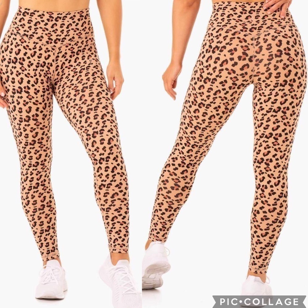 NWOT Ryderwear Hybrid Tan Leopard High Waisted Scrunch Butt Leggings Size XS